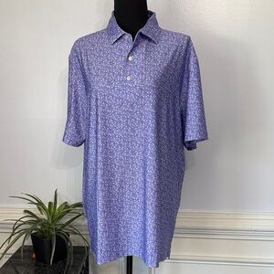 Hickey Freeman Purple White Cactus Desert Patterned Golf Polo Shirt M